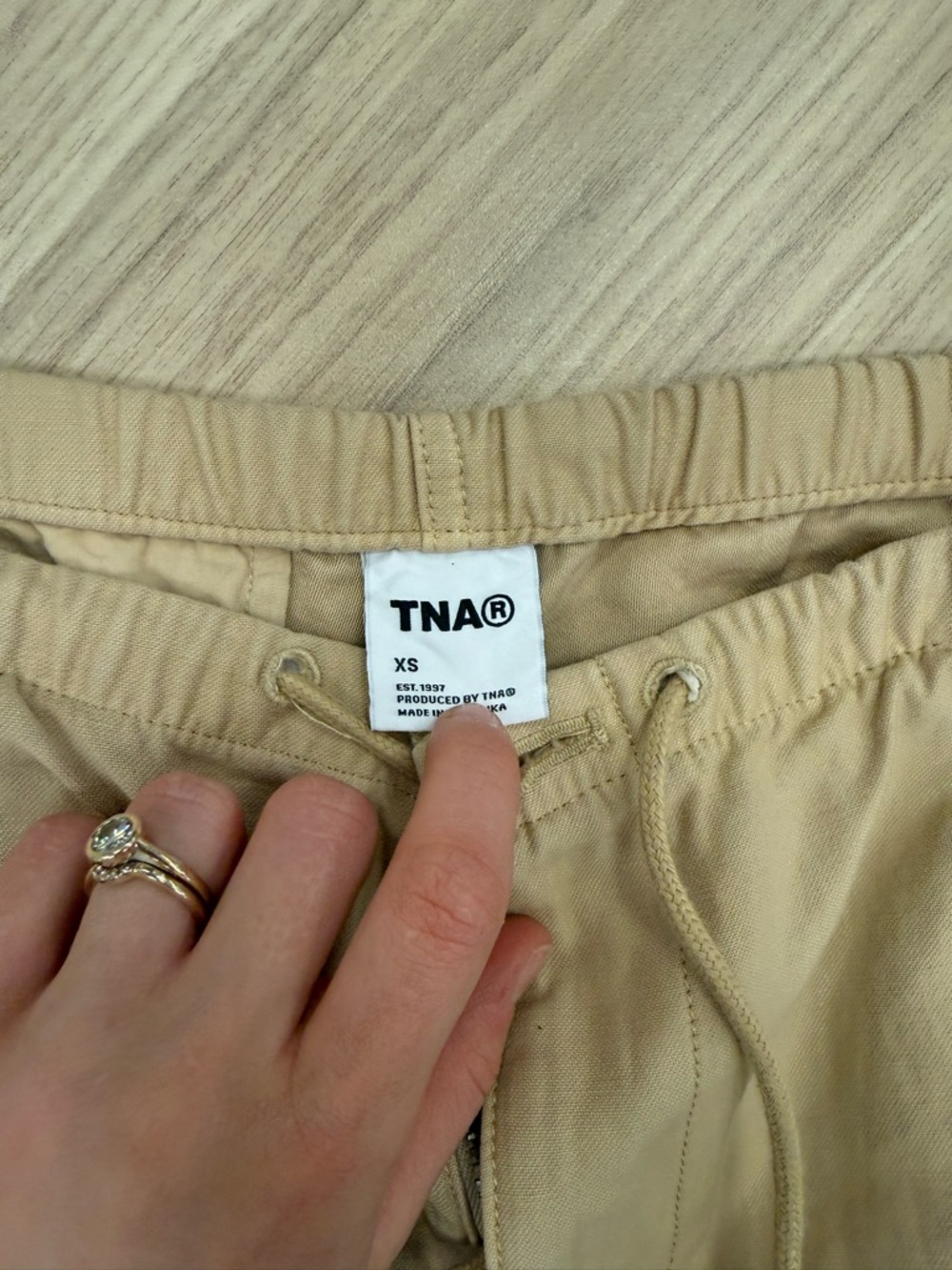 TNA Beige Drawstring Cargo Pants - Picture 4 of 7